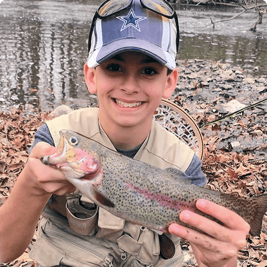 holding trout