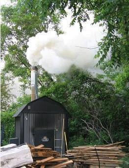 Outdoor wood-burning boiler