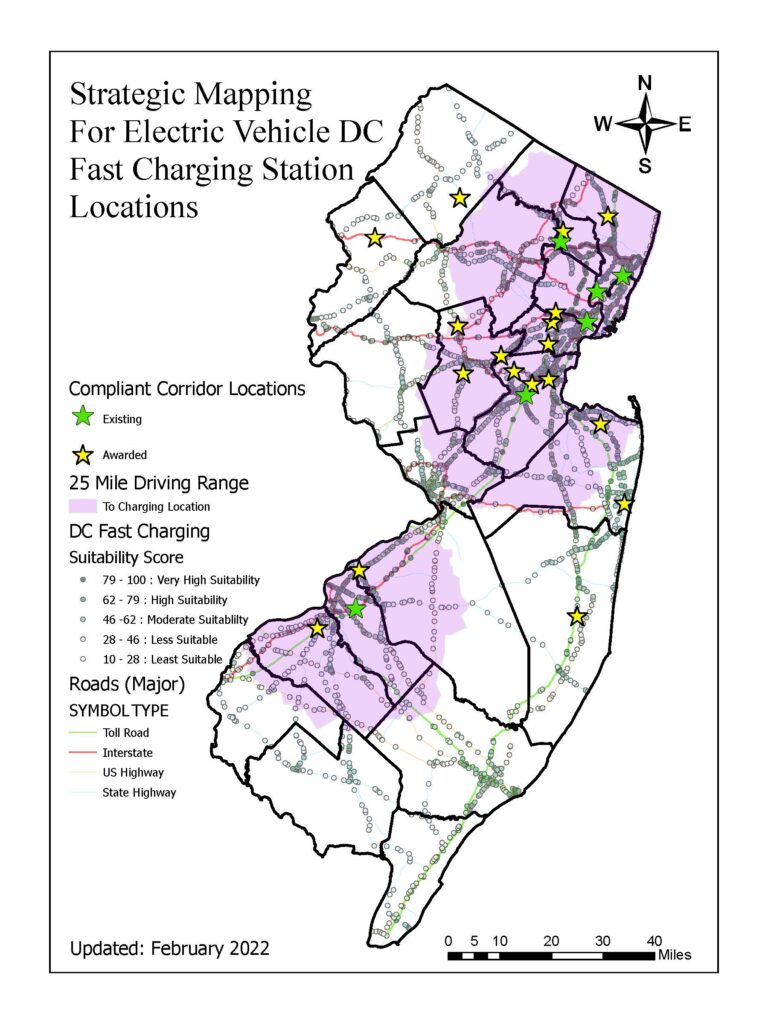 Strategic mapping for electric vehicle DC fast charging station locations