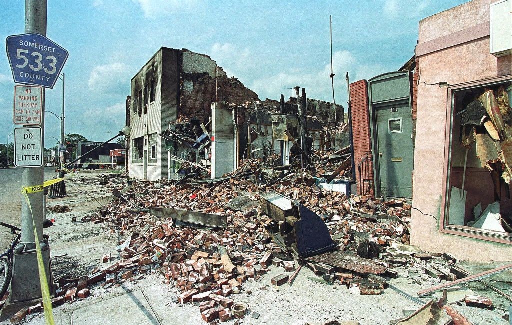 Businesses along Main Street in Bound Brook lay in ruins on Sept. 20, 1999, following flooding after Hurricane Floyd caused the nearby Raritan River to overflow its banks.
