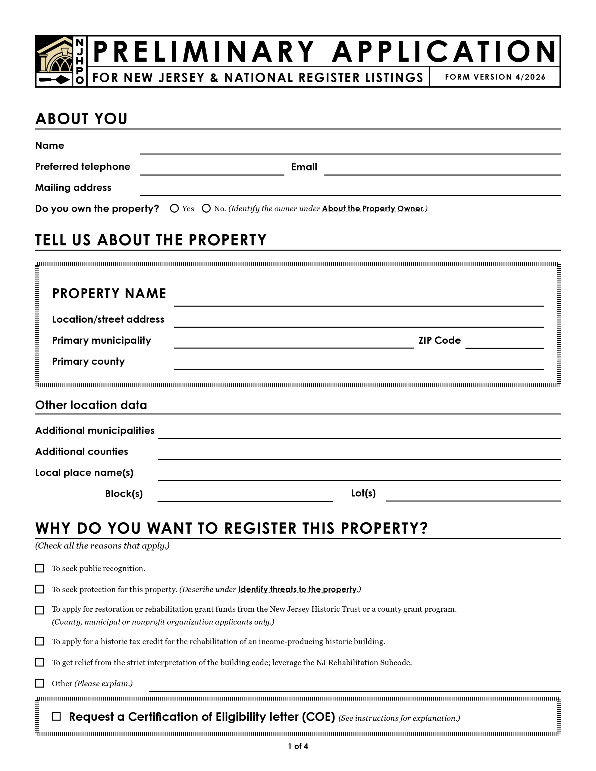 Preliminary Application for NJ & National Register Listings | NJ ...
