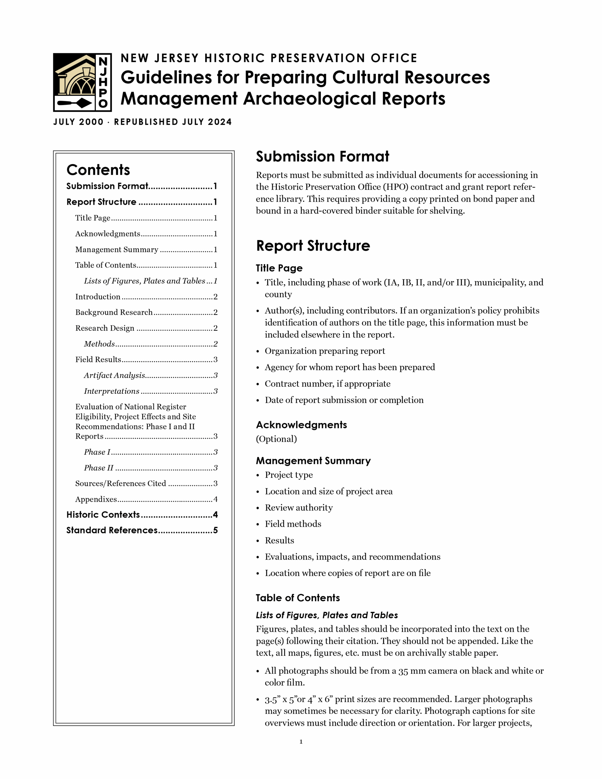 Guidelines for Preparing Cultural Resources Management Archaeological ...
