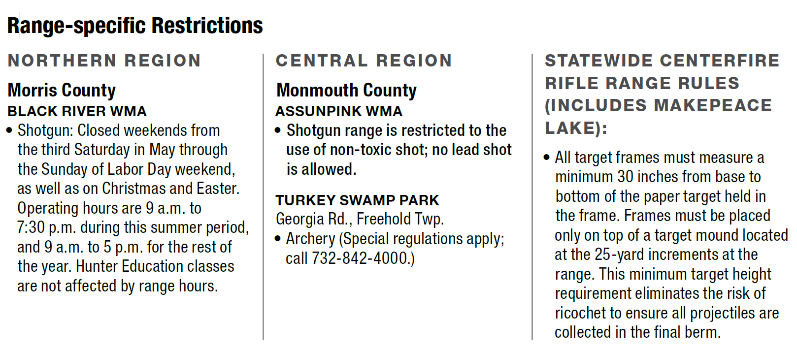 NJDEP| Fish & Wildlife | Range Locations (Region/County)