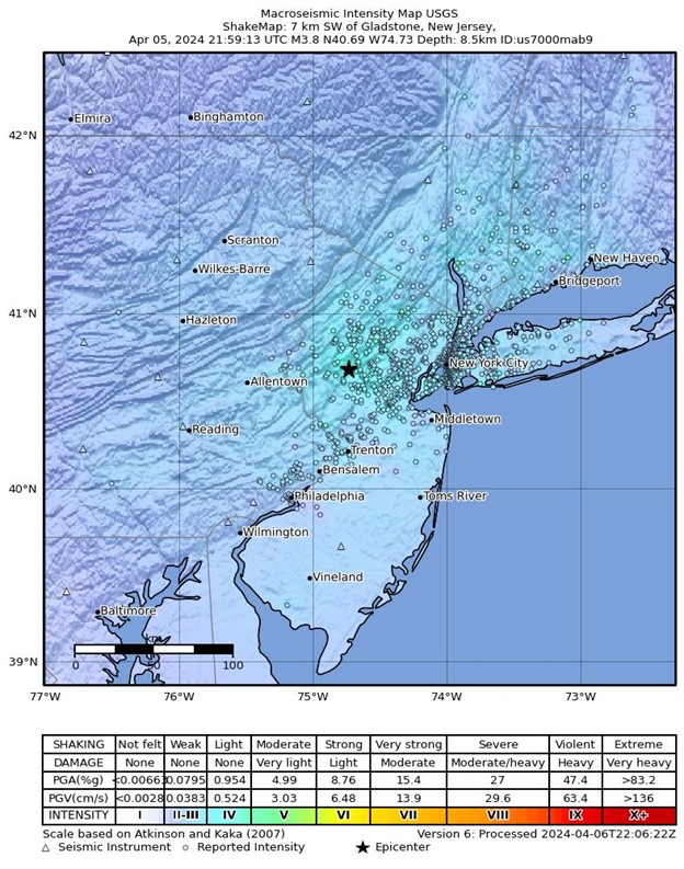 NJDEP| NJ Geological Survey | 4/5/2024 NJ Earthquake