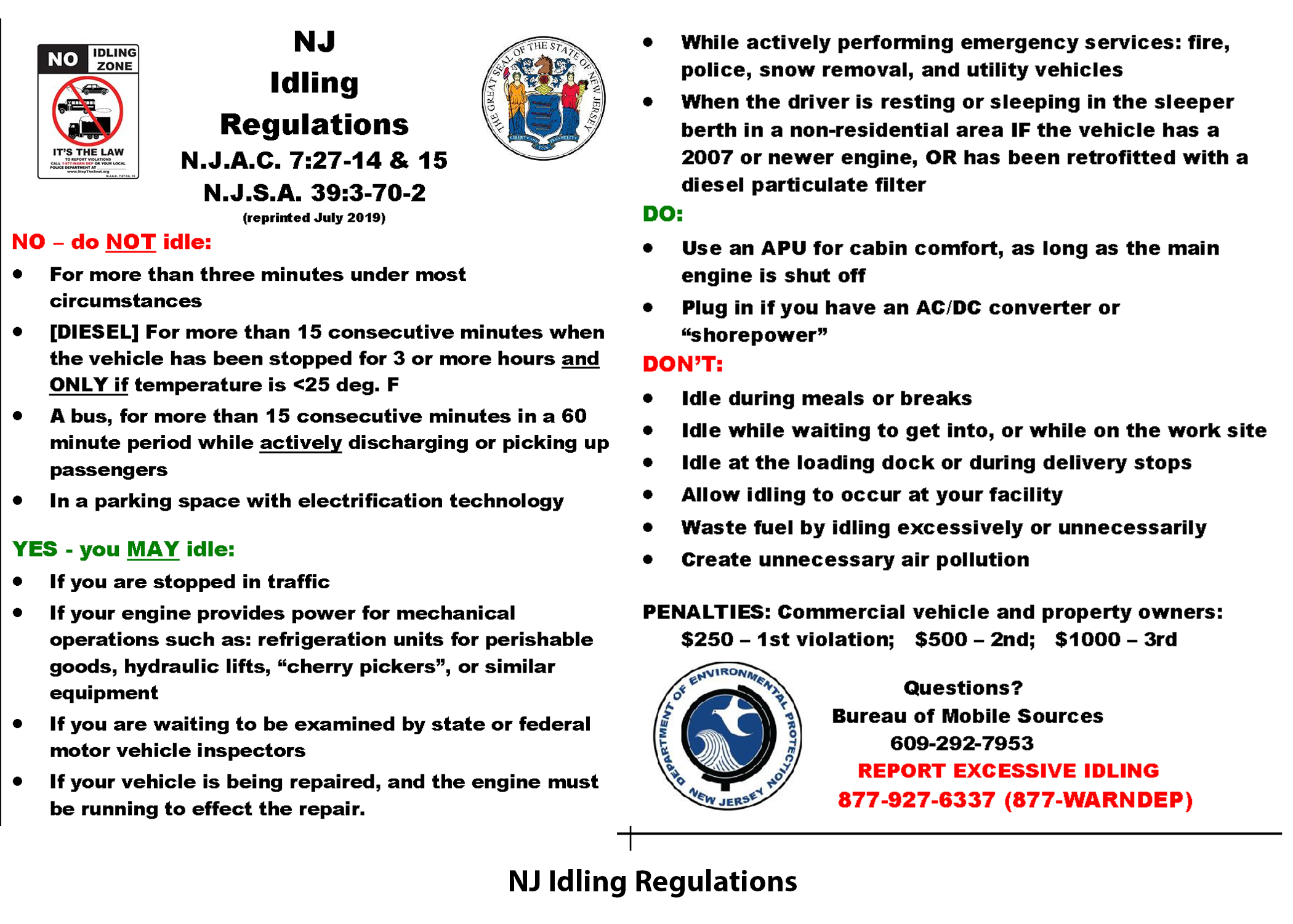 Photo of NJ Idling Regulations
