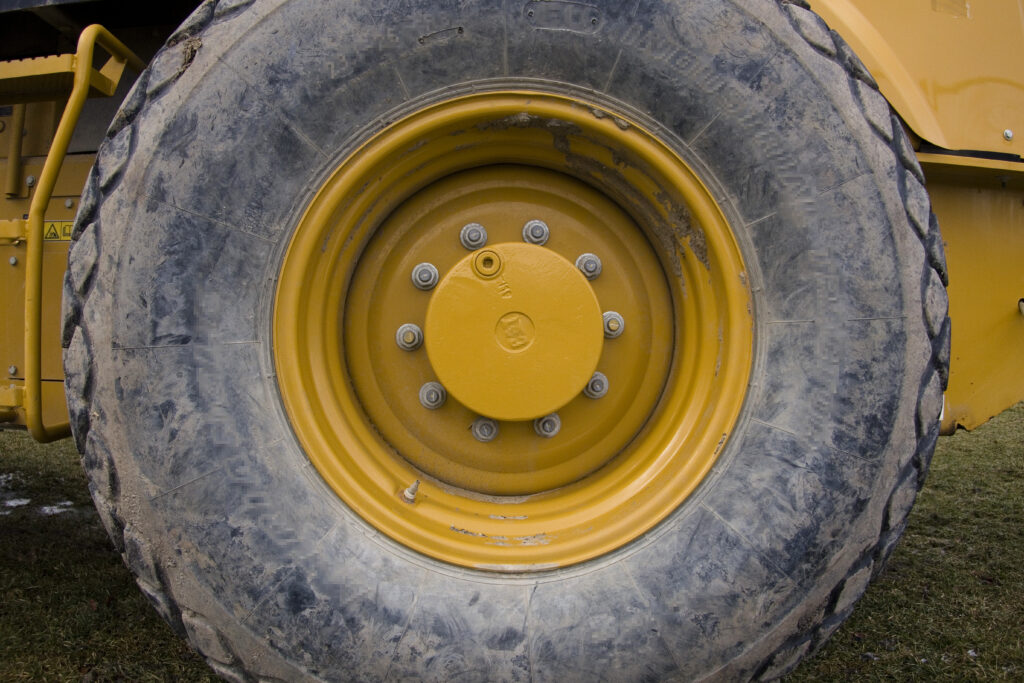 Photo of construction vehicle wheel