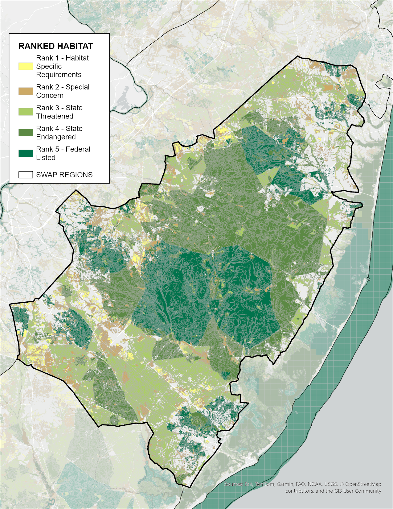 Pinelands State Wildlife Action Plan Pinelands Region Landscape Project Map 